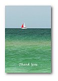 Red Sail on a Gulf Morning - Thank You ... Greeting Cards