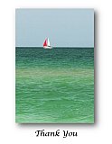 Red Sail on a Gulf morning - Thank You ...  Note Cards